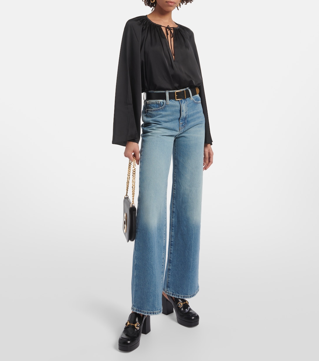 Shirred mockneck blouse | Frame