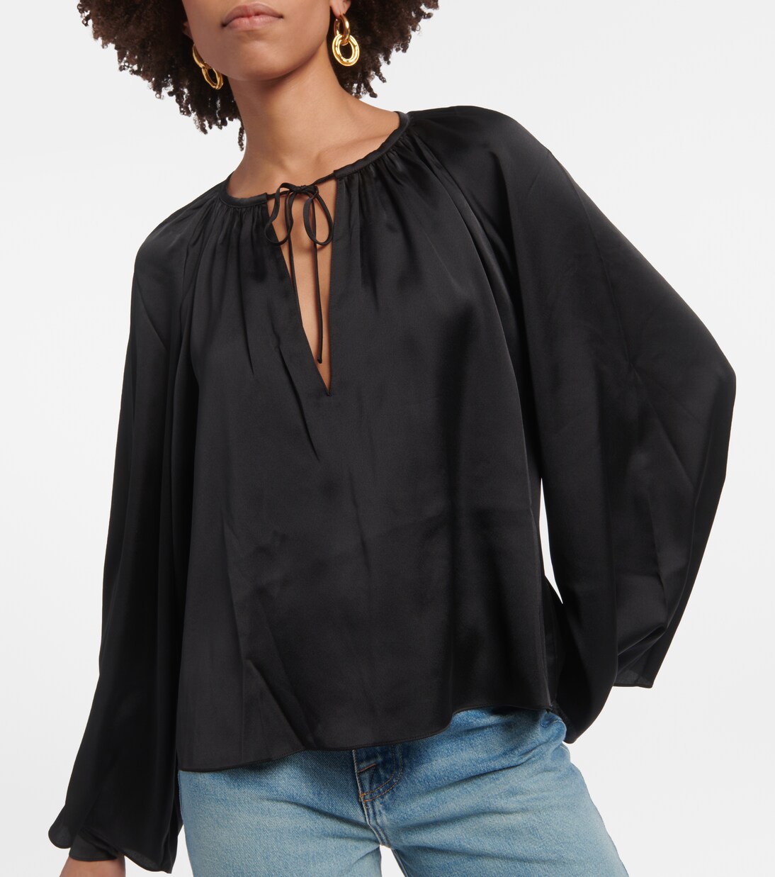 Shirred mockneck blouse | Frame