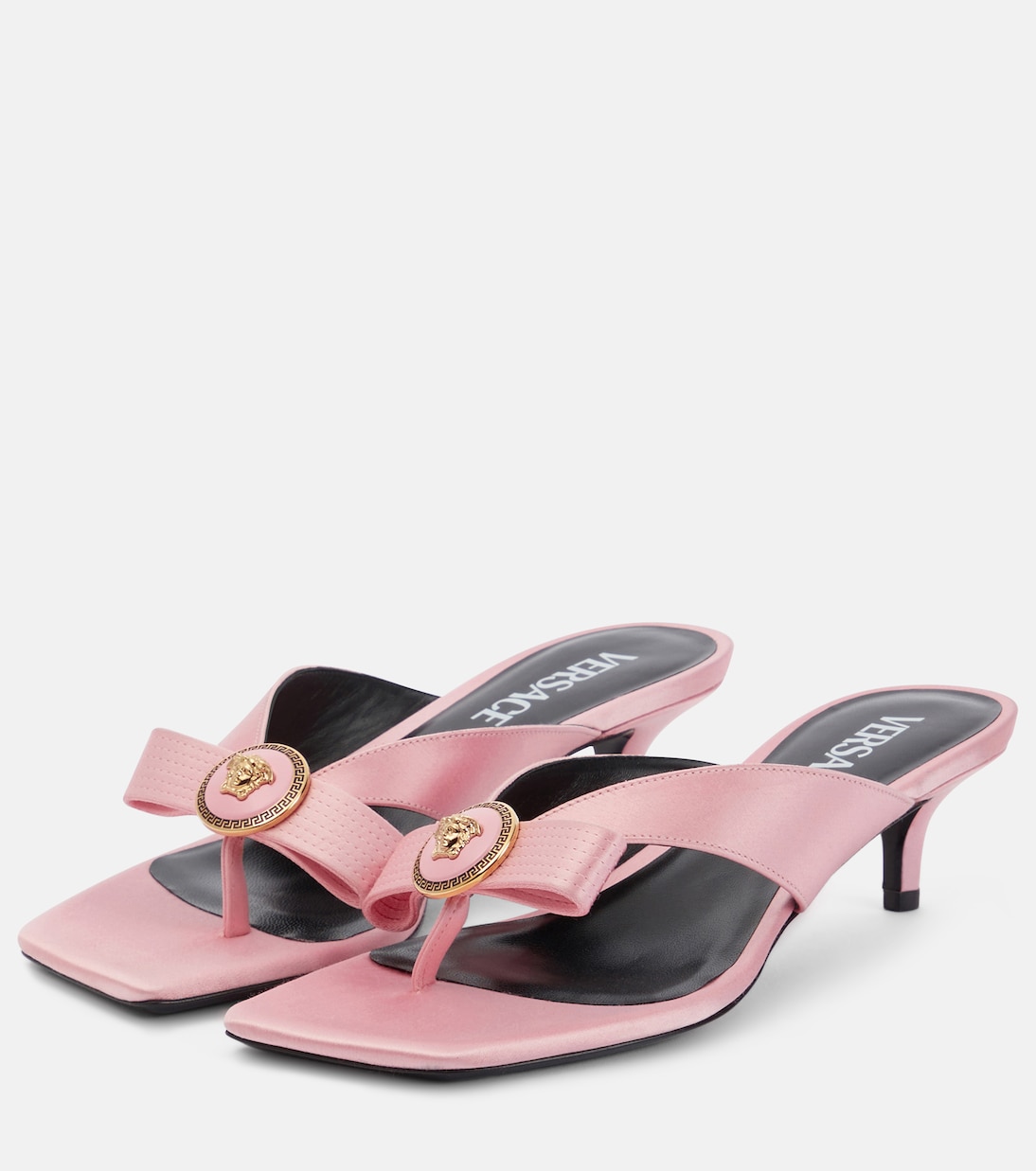 Medusa satin thong sandals | Versace
