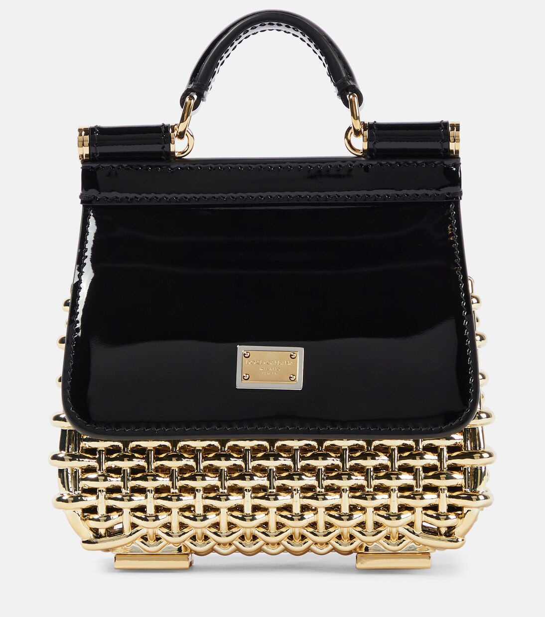 Sicily Box Mini leather trimmed tote bag in gold Dolce Gabbana Mytheresa