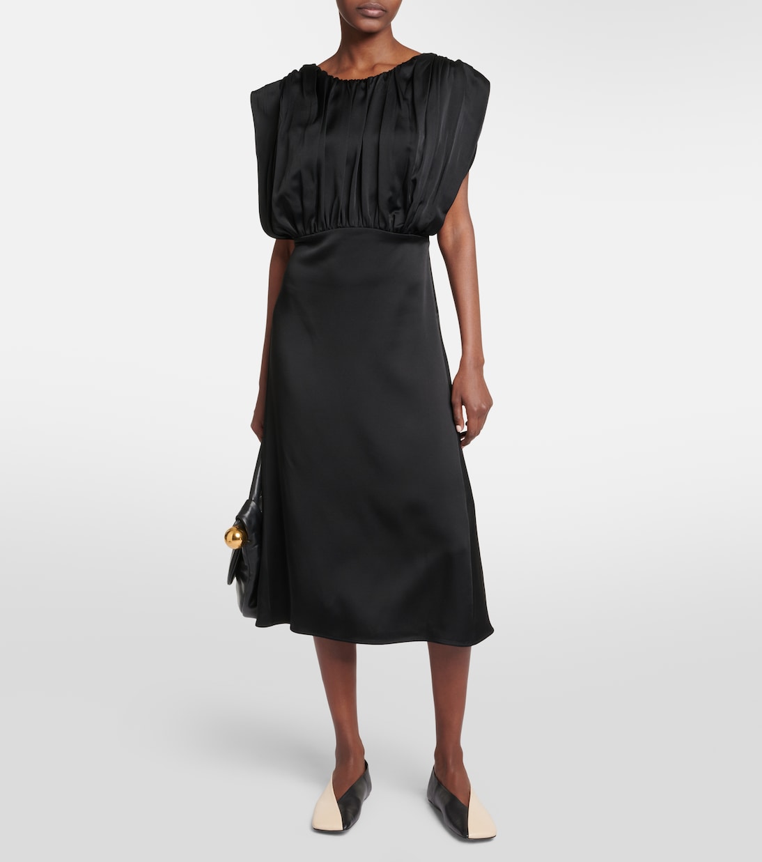 Vestido midi de satén drapeado | Jil Sander