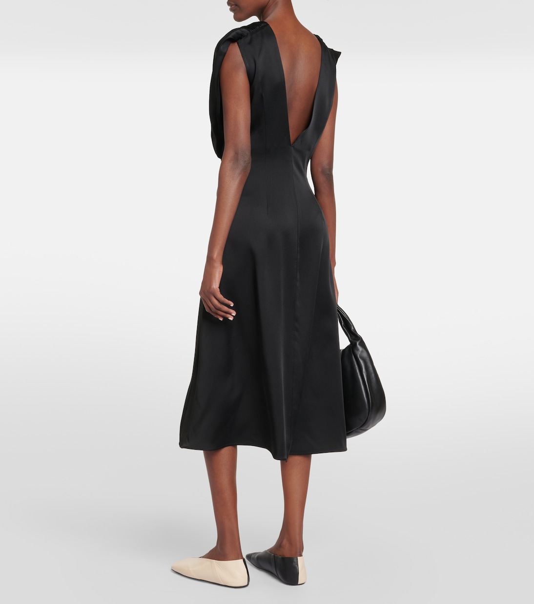 Vestido midi de satén drapeado | Jil Sander