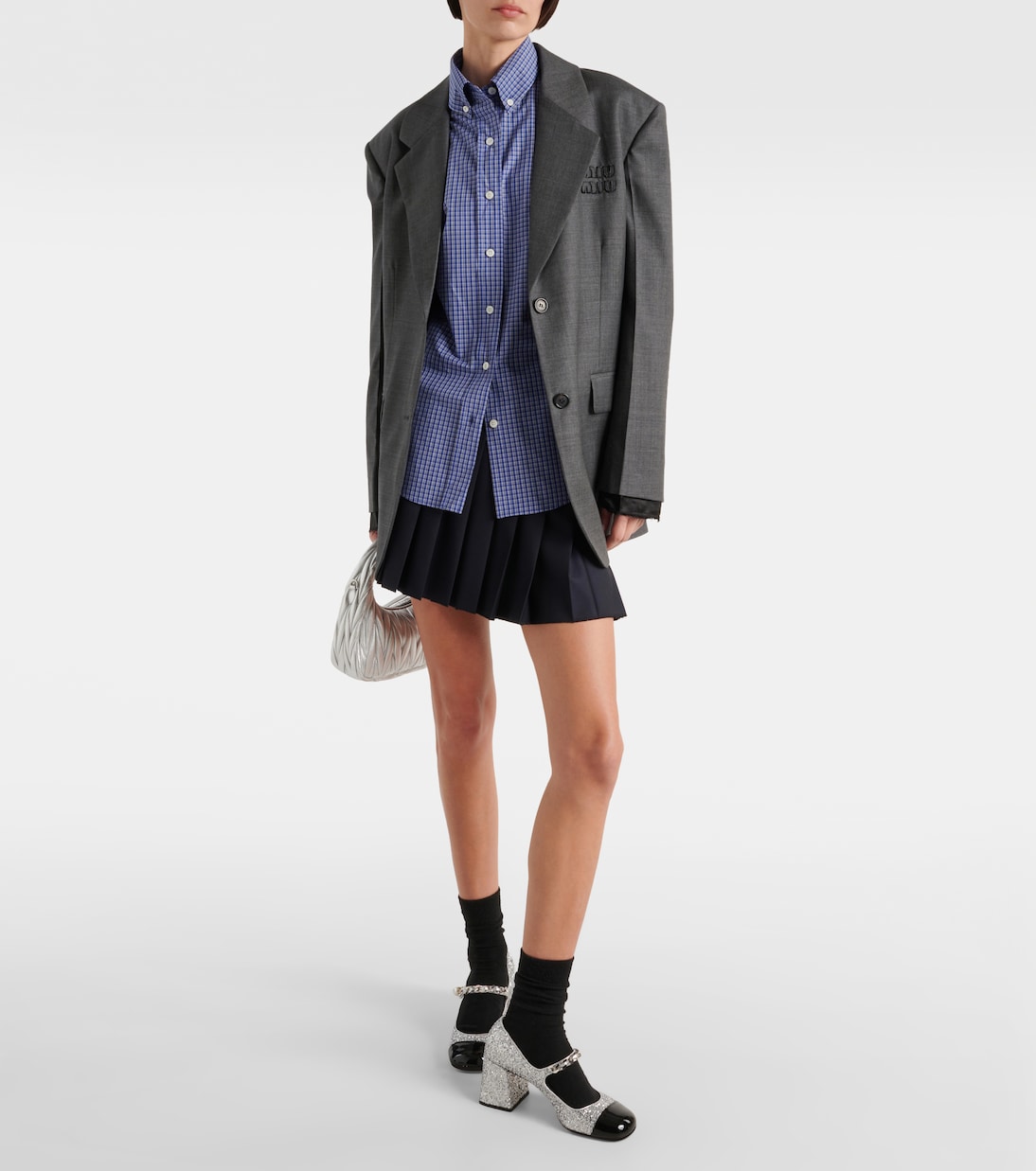 Logo cotton poplin shirt | Miu Miu
