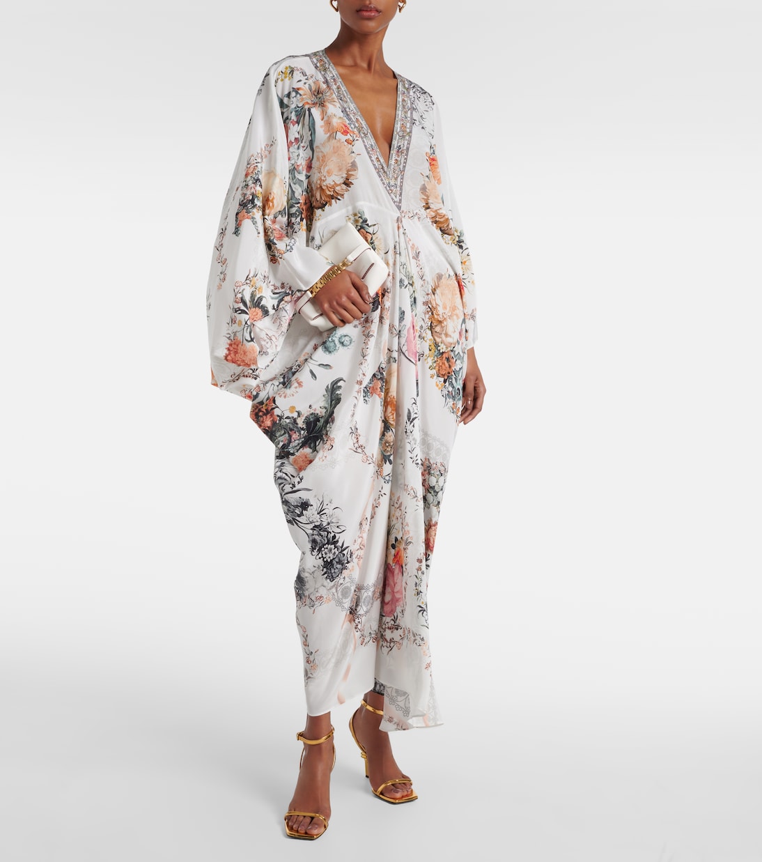 Verzierter Kaftan aus Seiden-Crêpe | Camilla