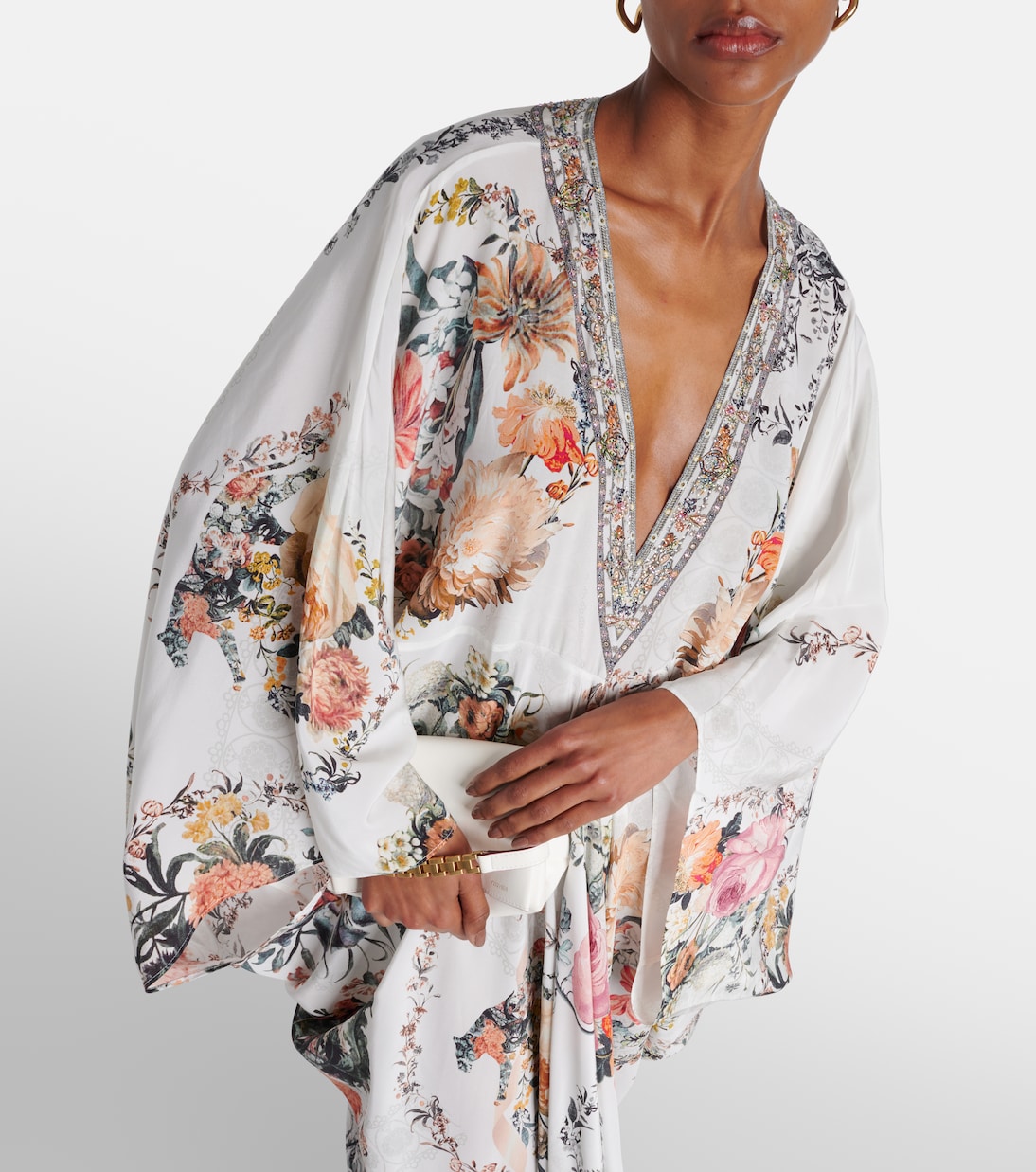 Verzierter Kaftan aus Seiden-Crêpe | Camilla