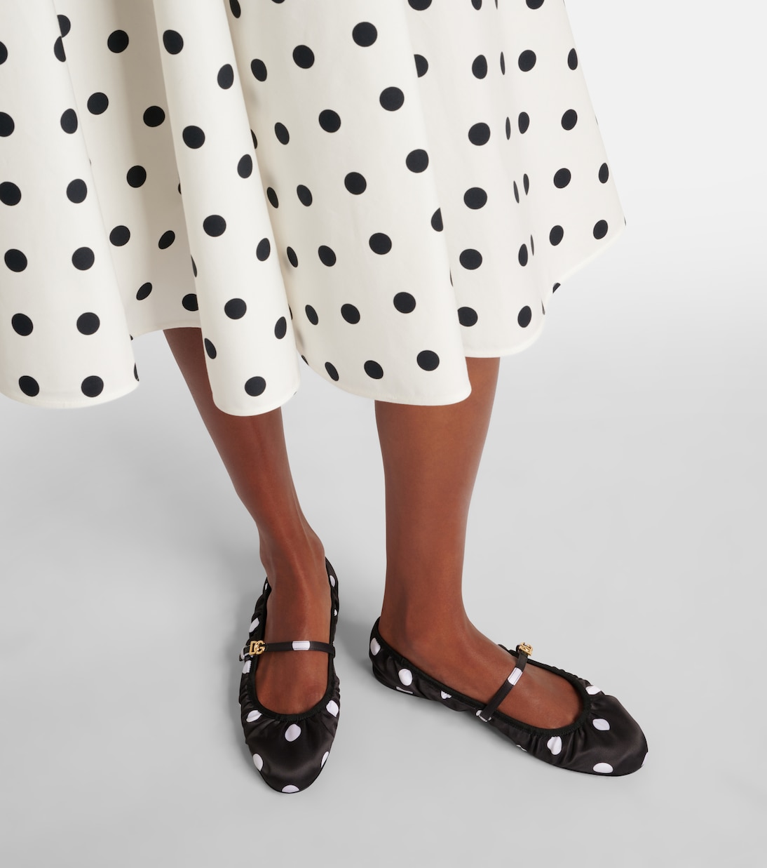 Ballerines Odette en satin à pois | Dolce&Gabbana