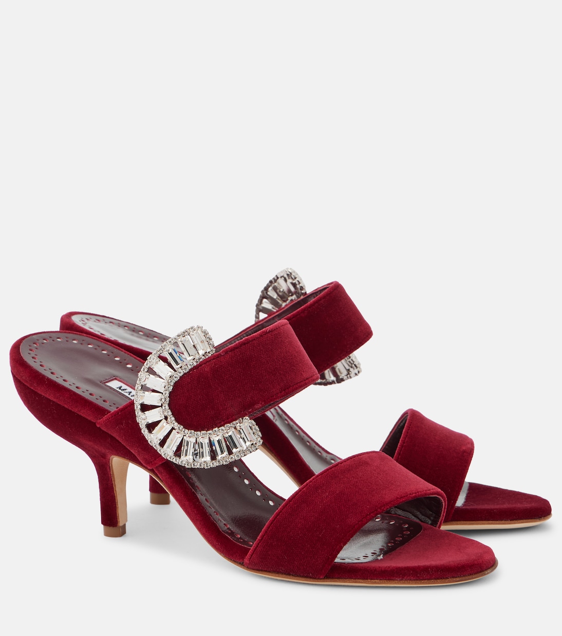 Mules Mermonia en velours à ornements | Manolo Blahnik