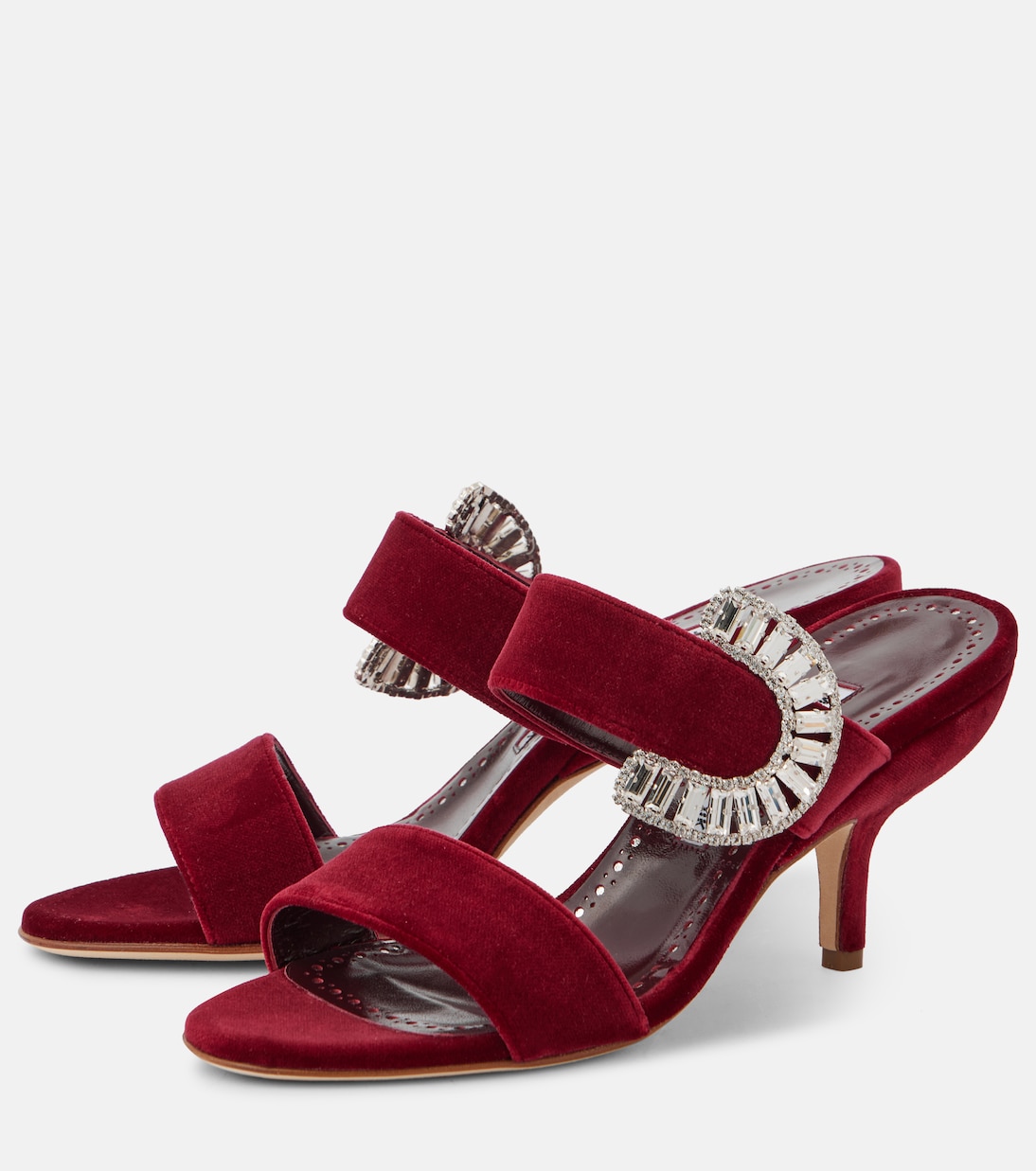 Mules Mermonia en velours à ornements | Manolo Blahnik