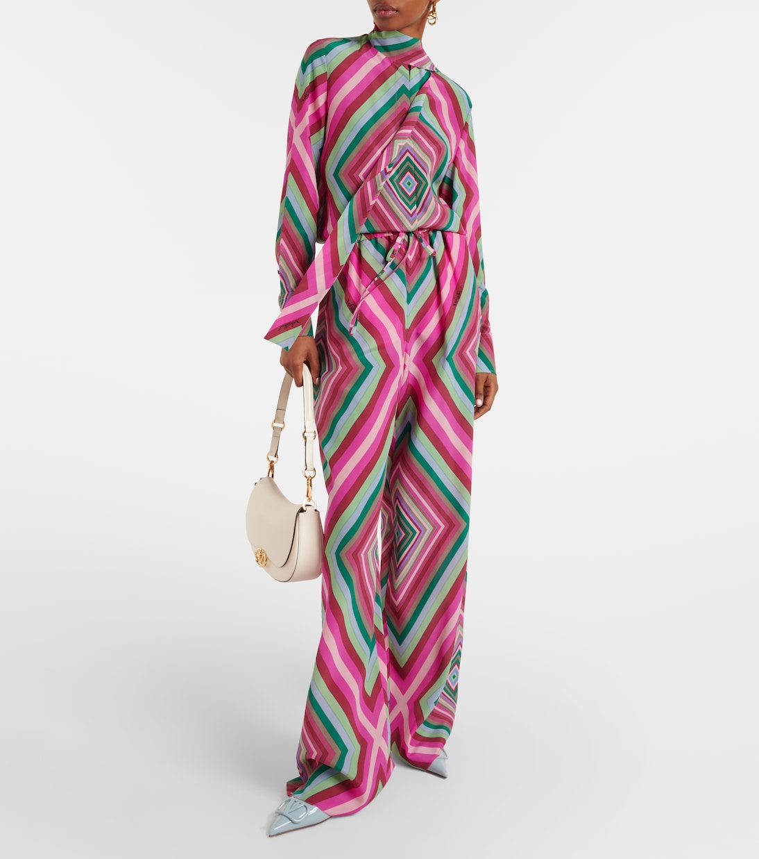 Pantalon ample imprimé en soie | Valentino