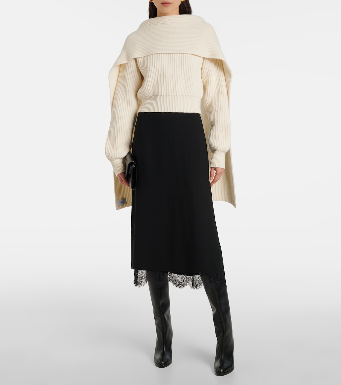 Pull raccourci en laine et cachemire | Erdem