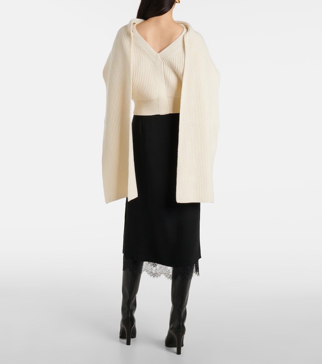 Pull raccourci en laine et cachemire | Erdem