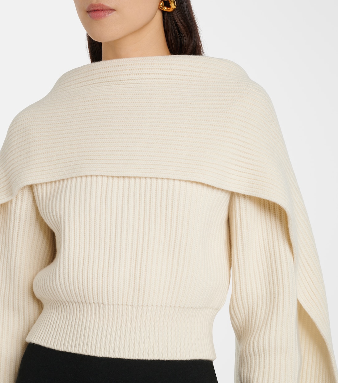 Pull raccourci en laine et cachemire | Erdem