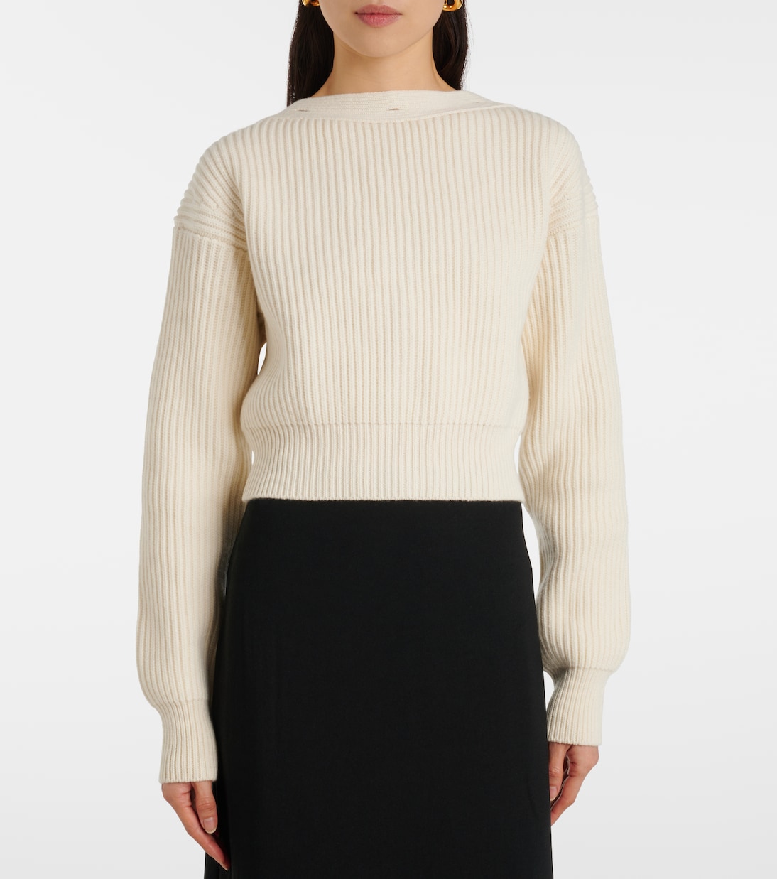 Pull raccourci en laine et cachemire | Erdem
