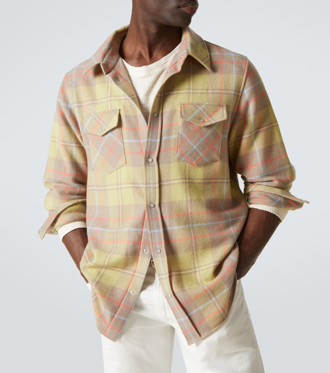 Camisa Earth de cachemir a cuadros | God's True Cashmere