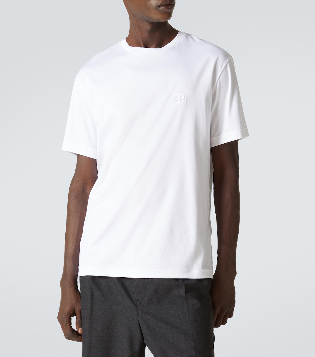 T-shirt brodé en coton à logo | Giorgio Armani