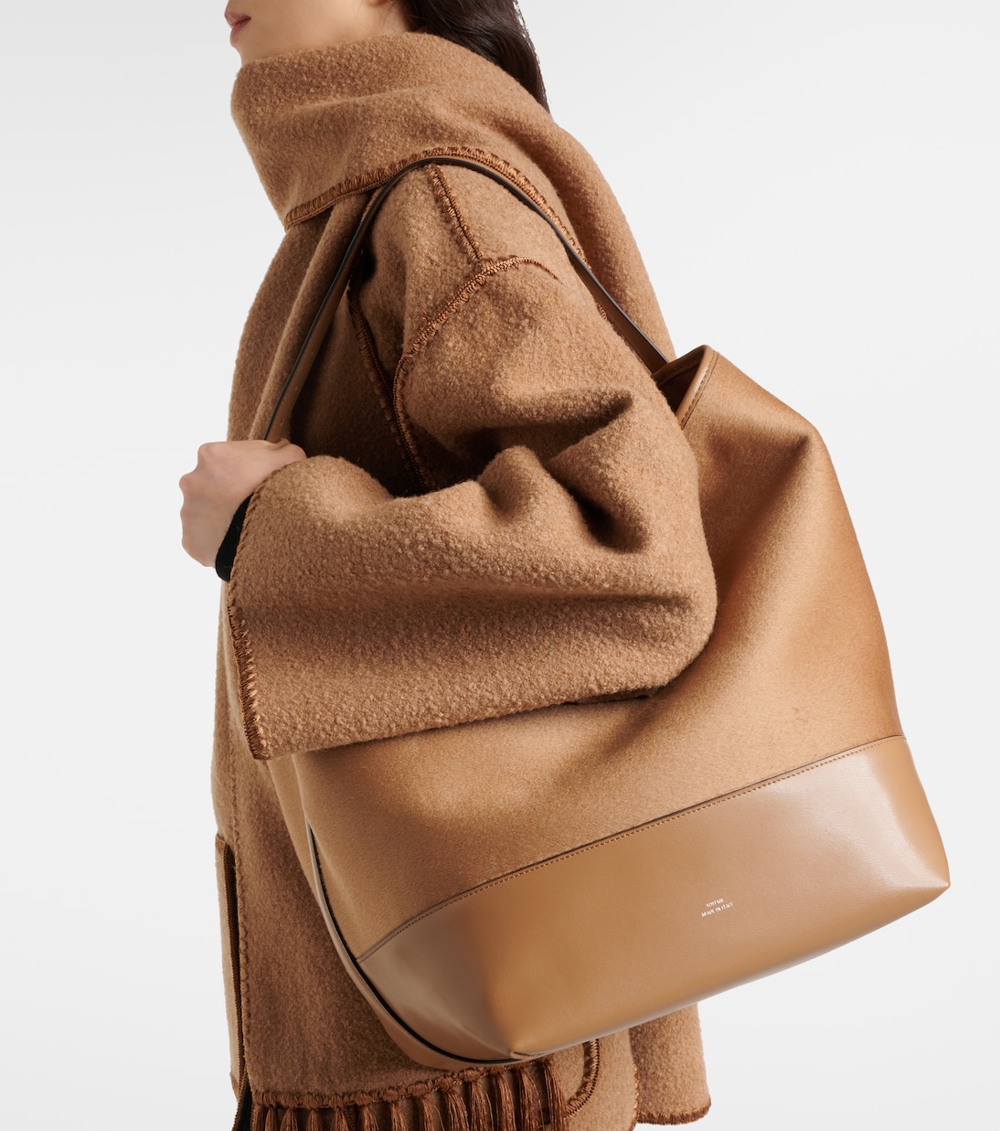 Borsa Belted in lana e pelle | Toteme