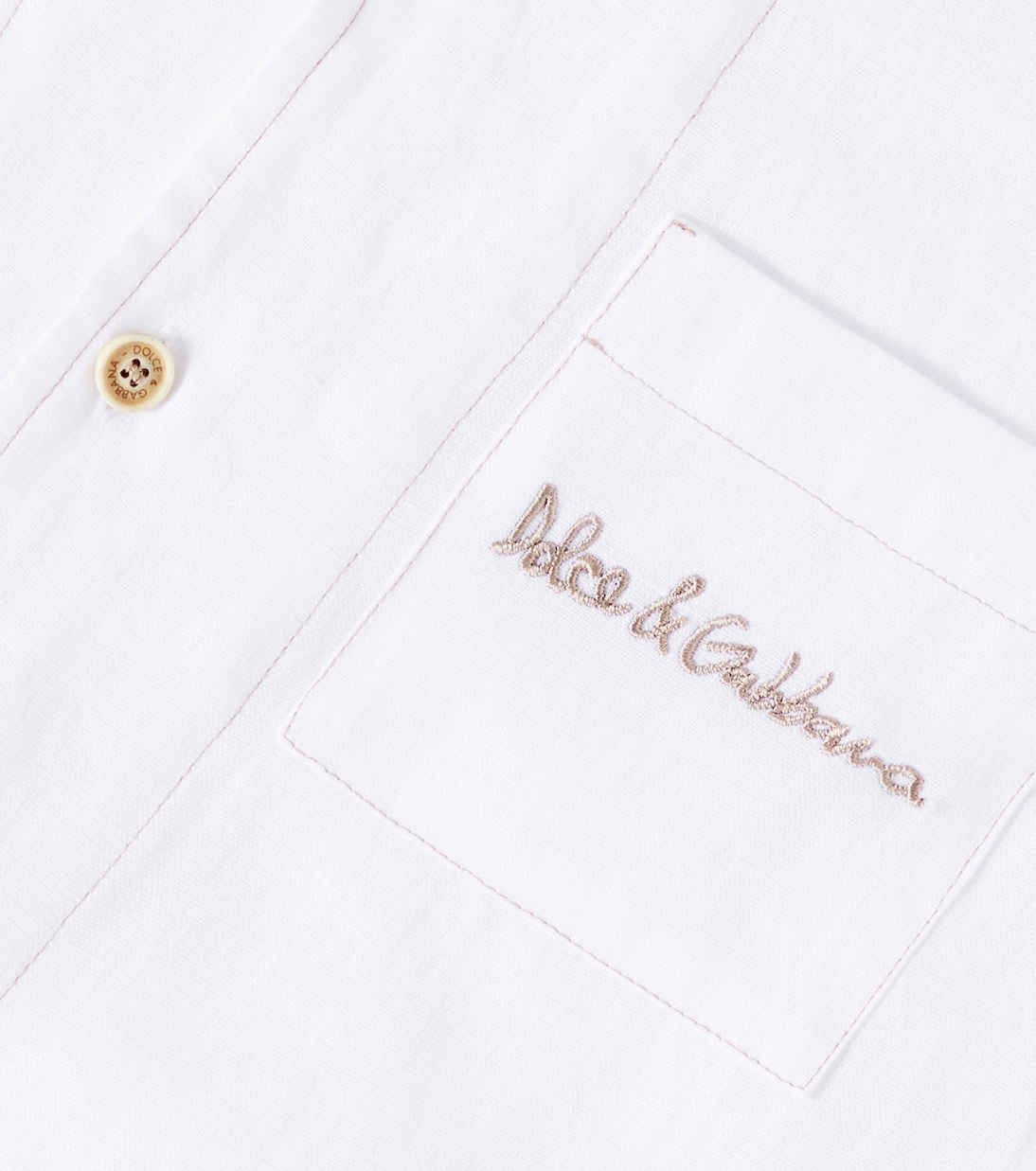 Camisa de lino con bordado | Dolce&Gabbana Kids