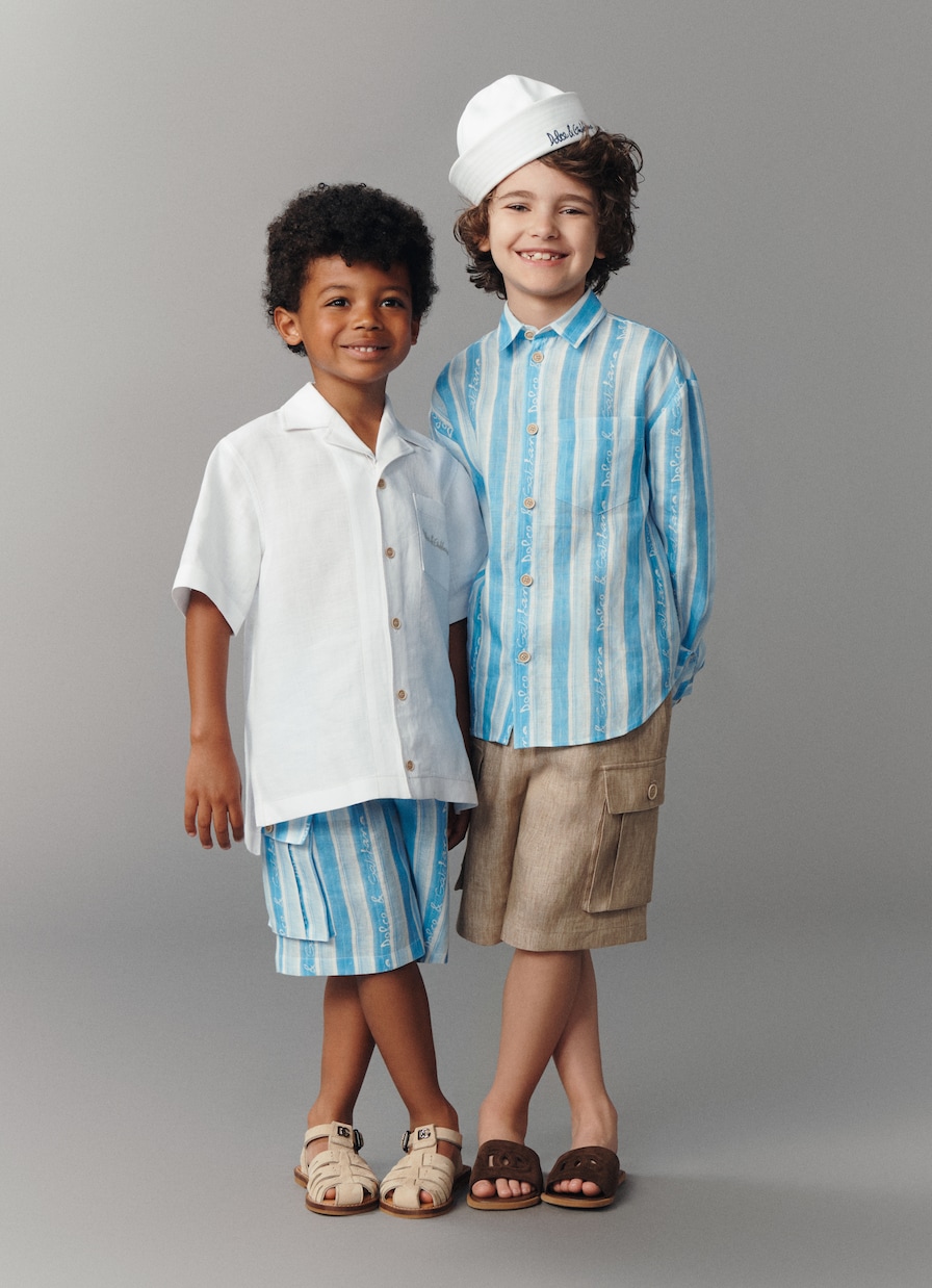 Camisa de lino con bordado | Dolce&Gabbana Kids