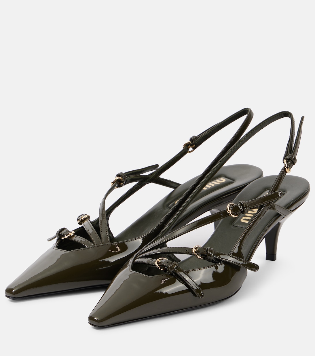 Escarpins slingback en cuir verni | Miu Miu