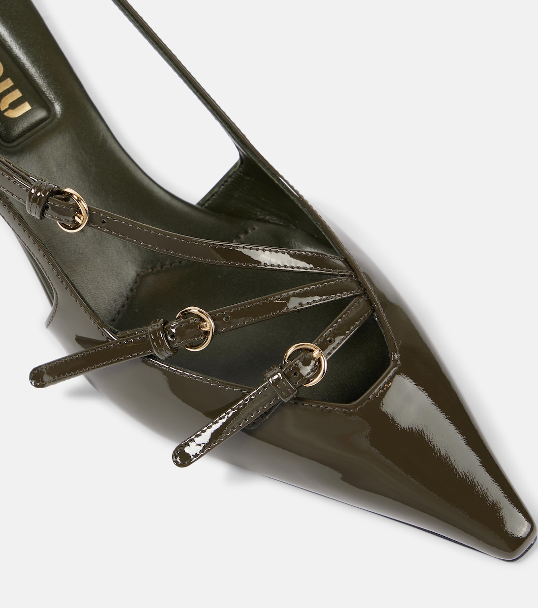 Escarpins slingback en cuir verni | Miu Miu