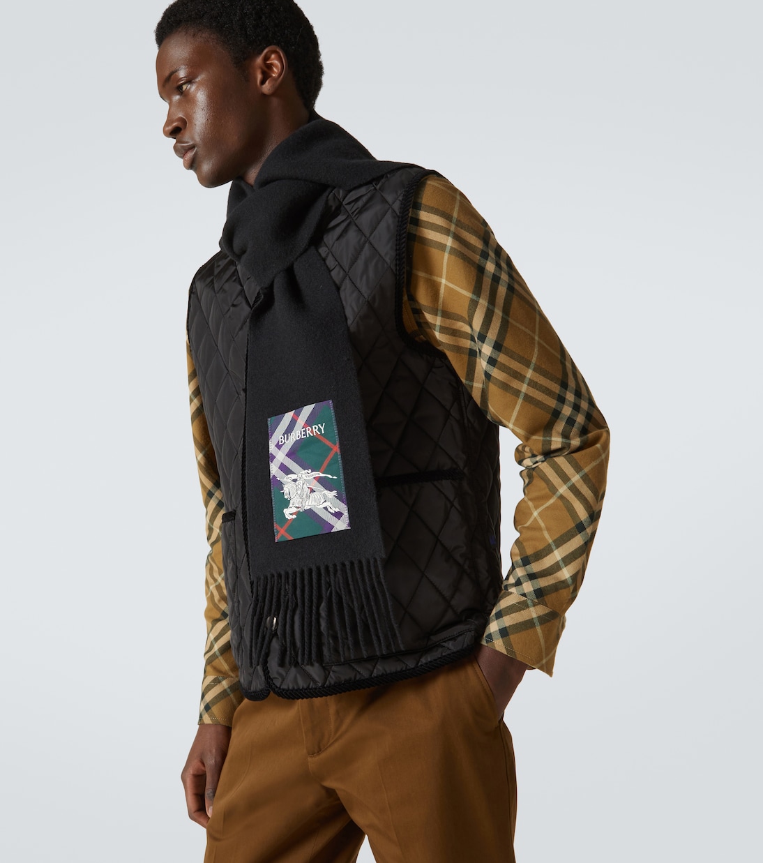 Logo patch-appliqué cashmere scarf | Burberry