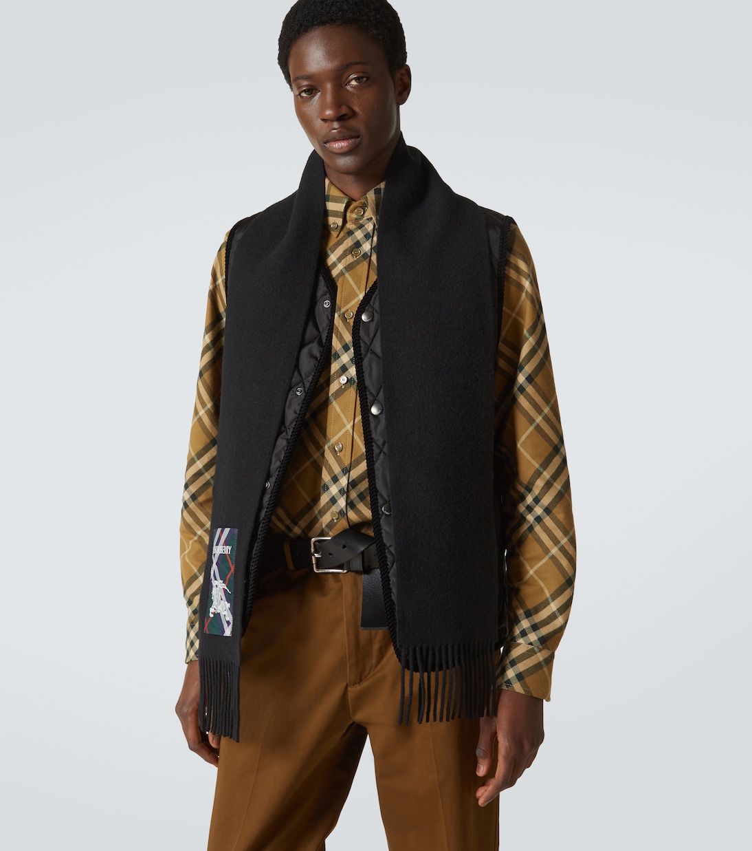 Logo patch-appliqué cashmere scarf | Burberry