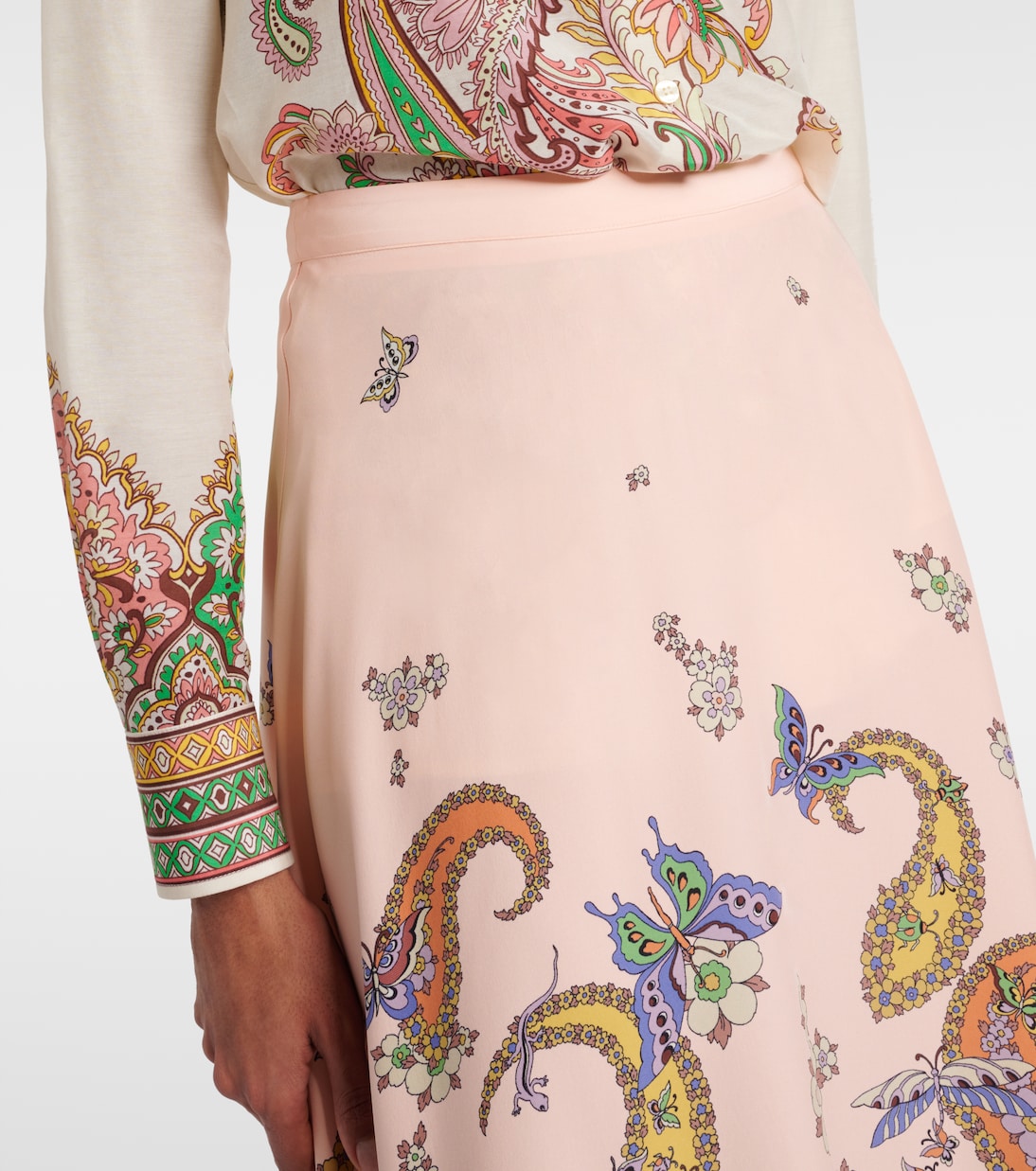 Falda larga de crepé de china de seda | Etro