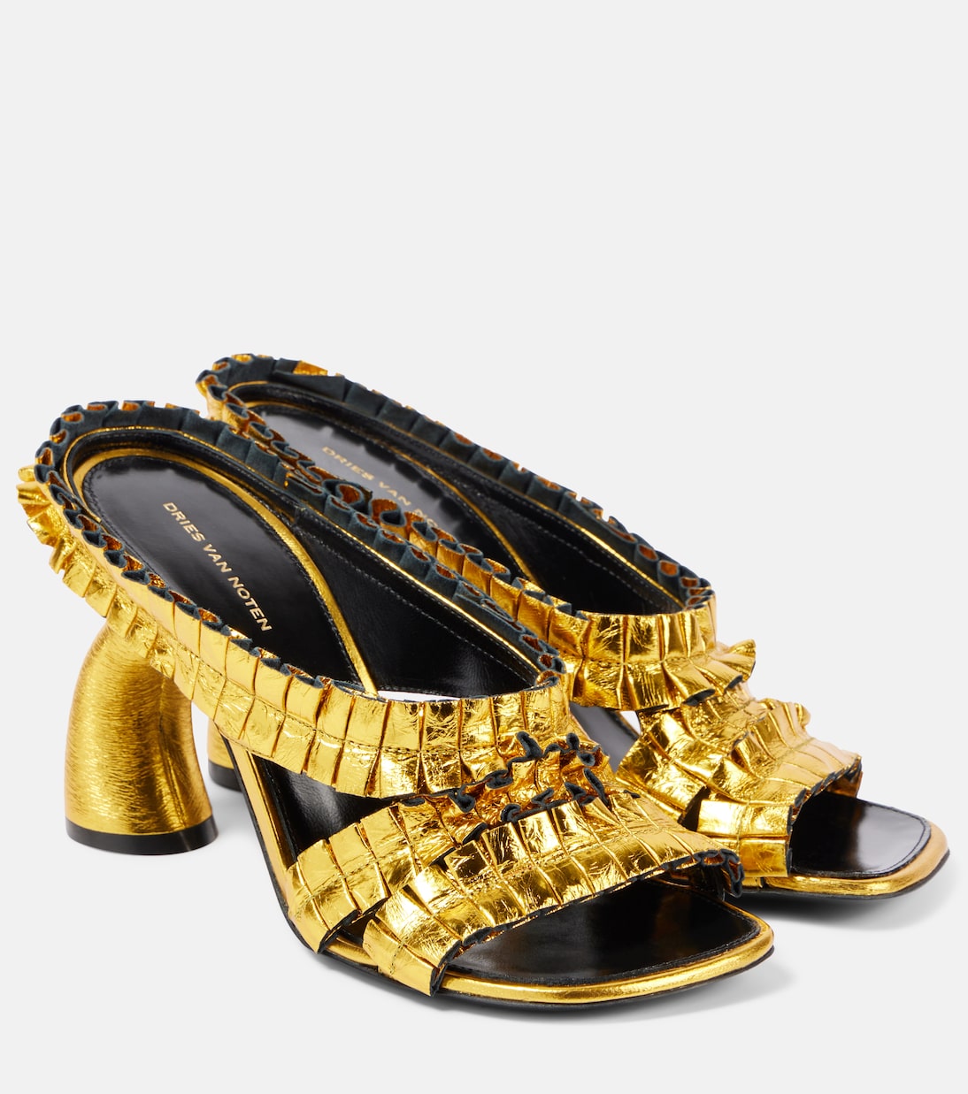 Sandali in pelle metallizzata Dries Van Noten per un look giovane e trendy