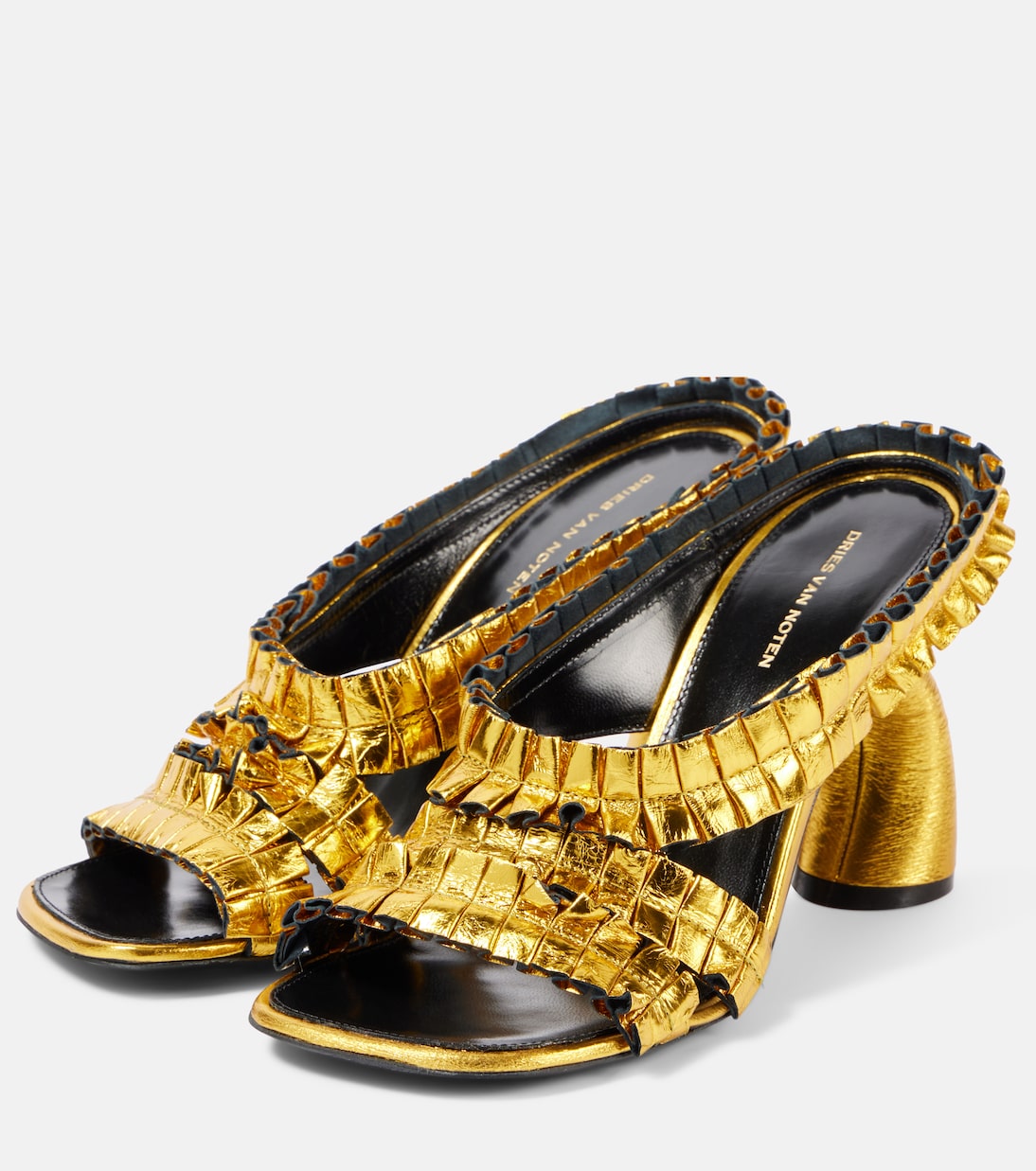 Sandali in pelle metallizzata Dries Van Noten per un look giovane e trendy