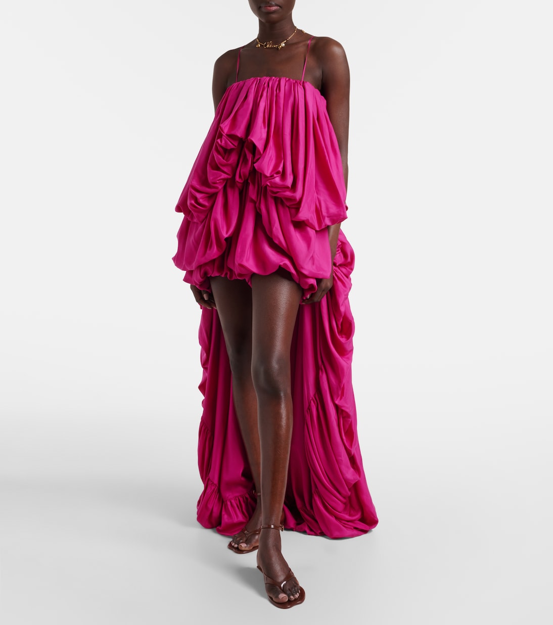 Gathered silk pongee romper | Chloé