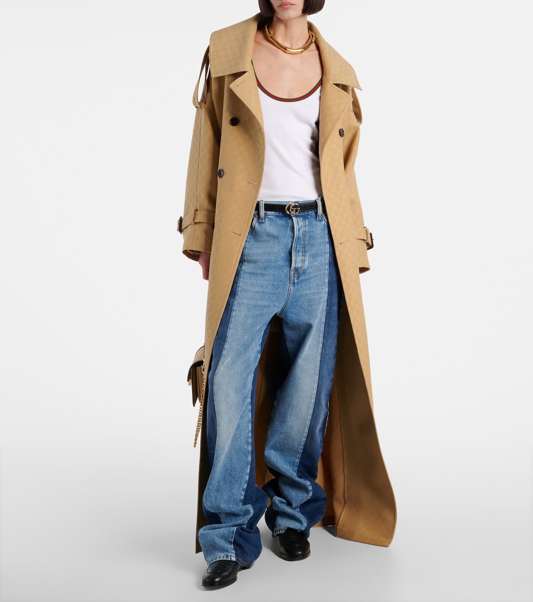 Trench in crêpe di lana e seta GG | Gucci