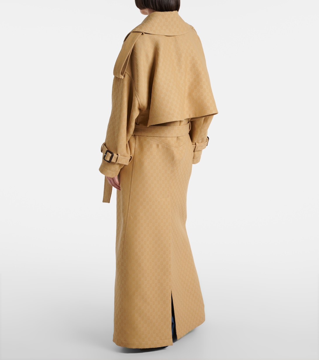 Trench in crêpe di lana e seta GG | Gucci