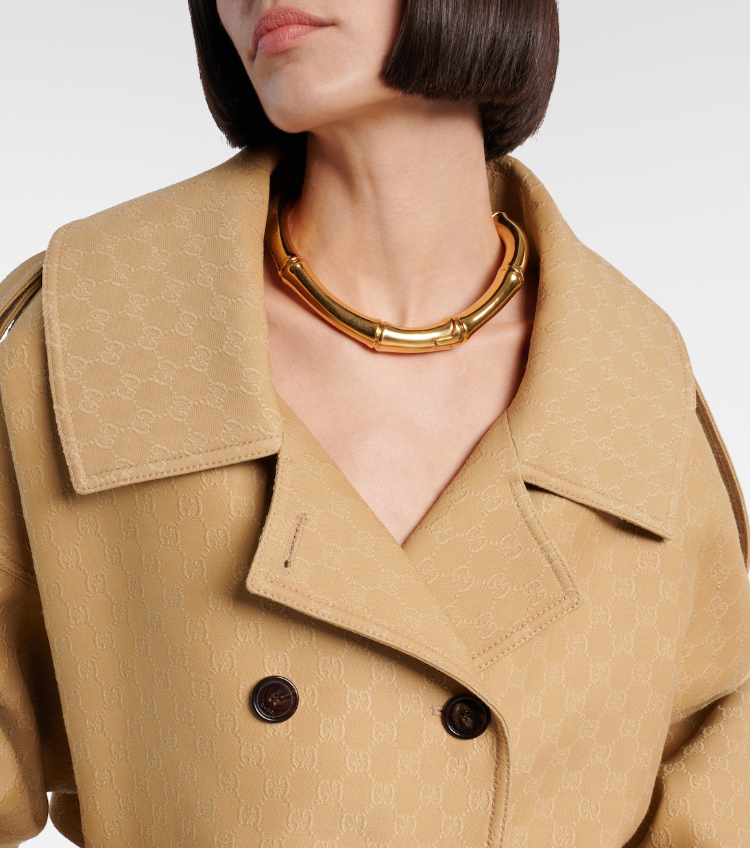 Trench in crêpe di lana e seta GG | Gucci