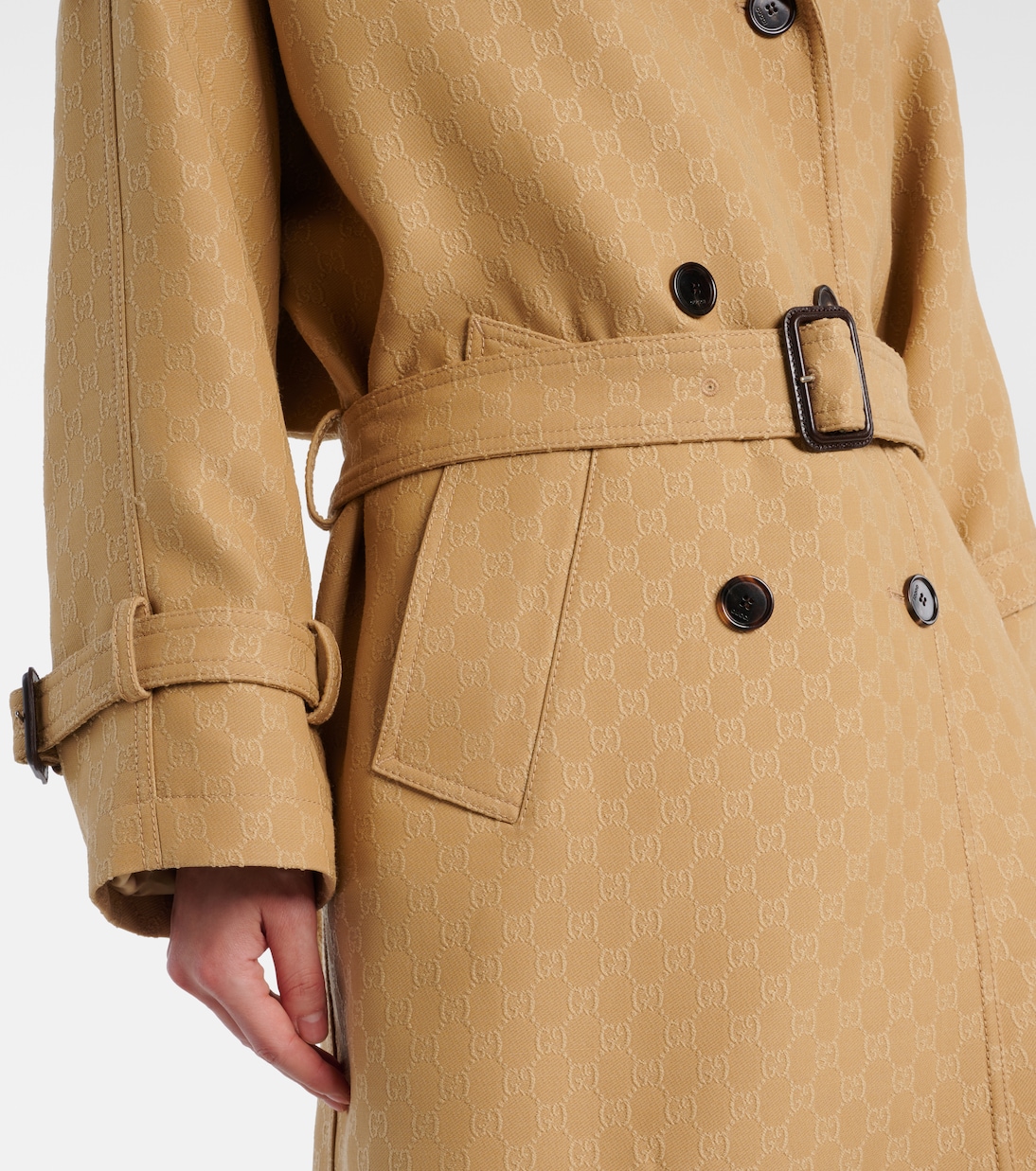 Trench in crêpe di lana e seta GG | Gucci