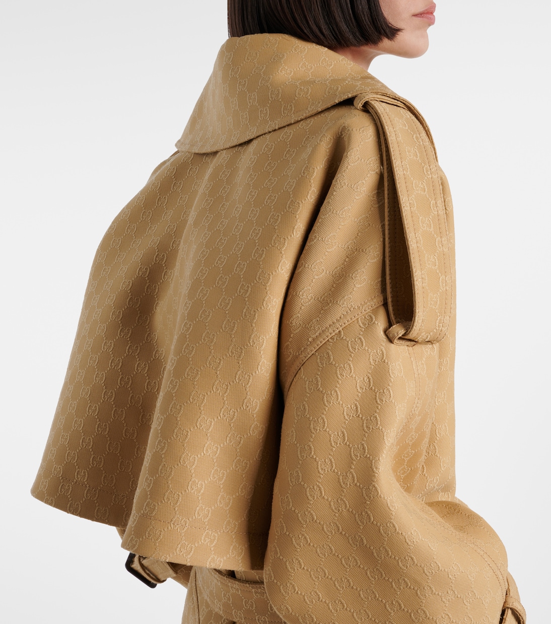 Trench in crêpe di lana e seta GG | Gucci