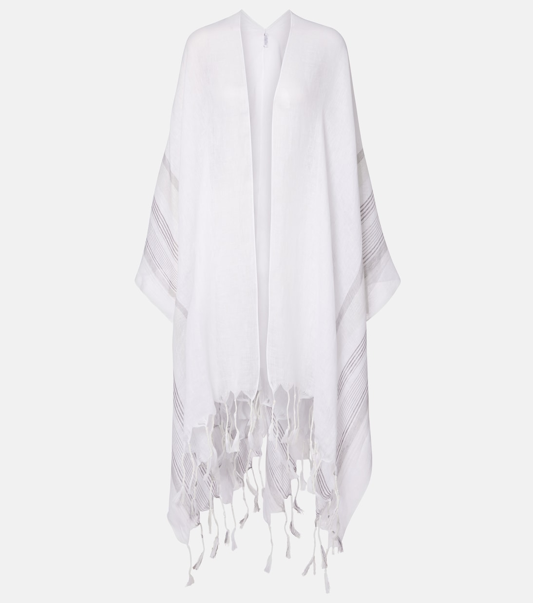 Fringed linen poncho | Brunello Cucinelli