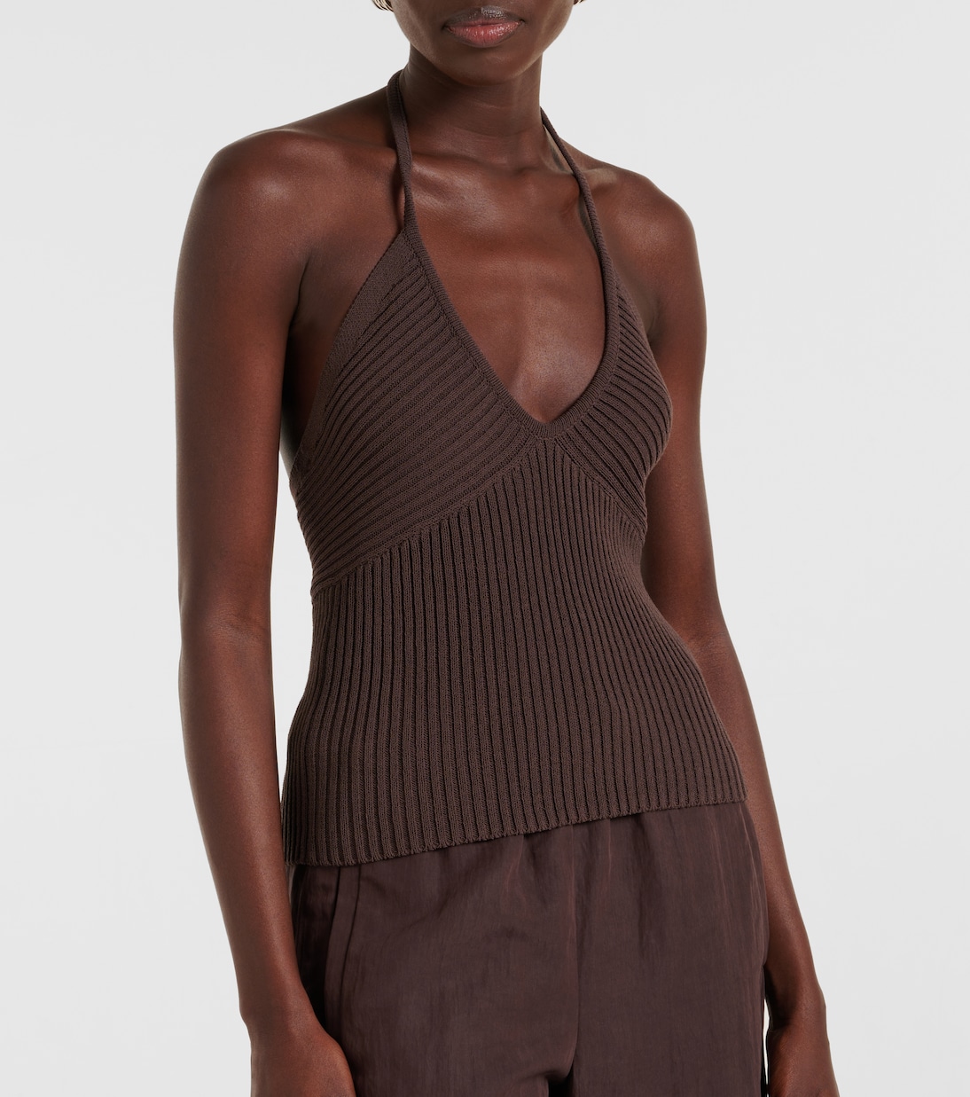 Halterneck cotton-blend top | Vince