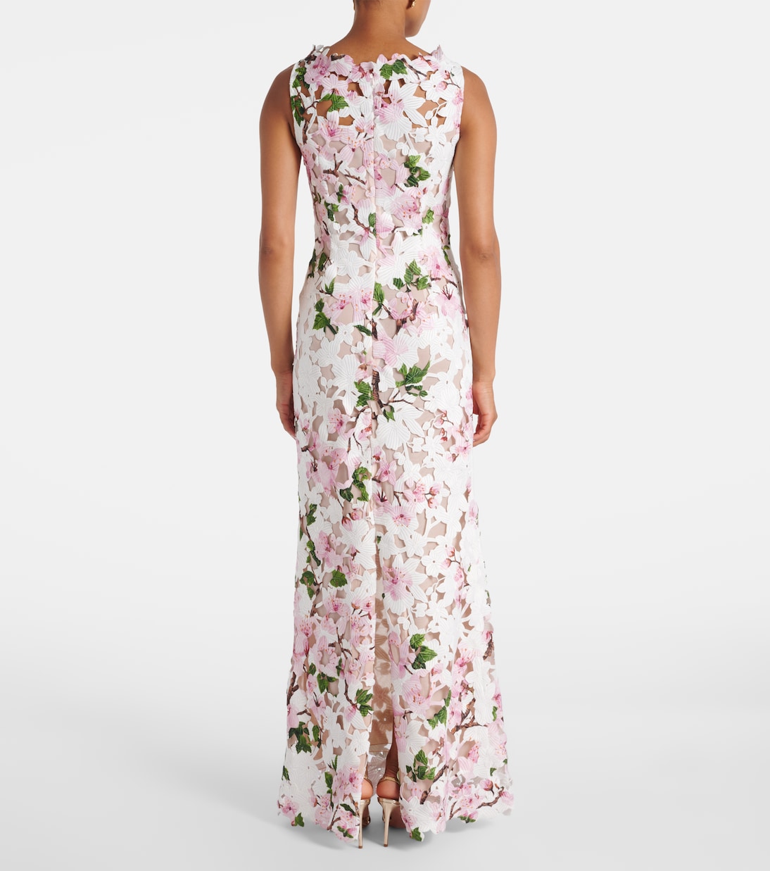 Robe longue en guipure à fleurs | Oscar de la Renta