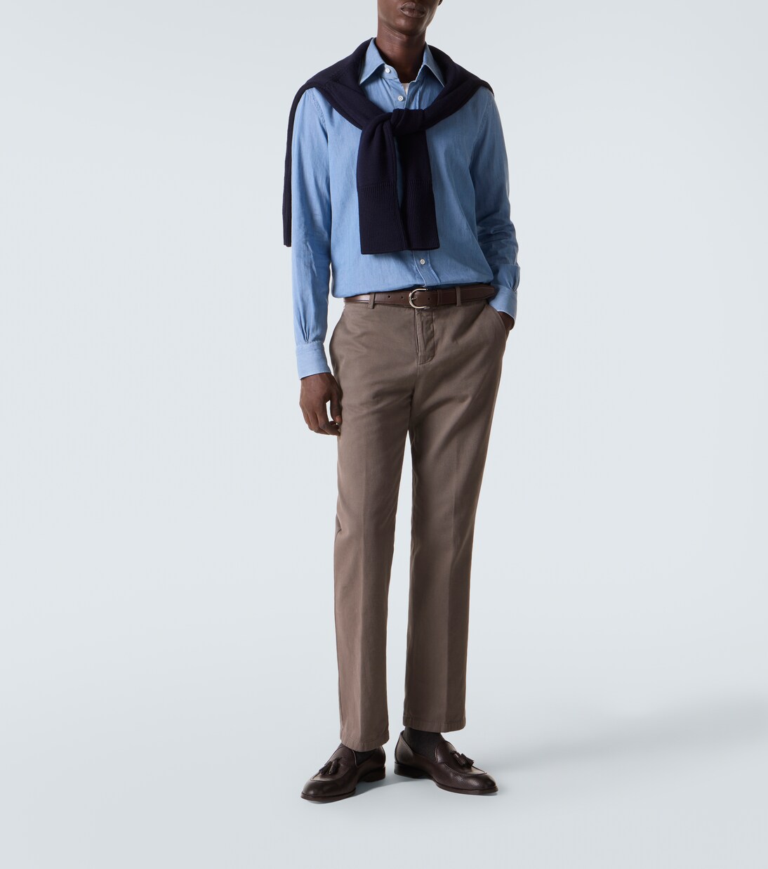 Cotton and cashmere slim chinos | Kiton