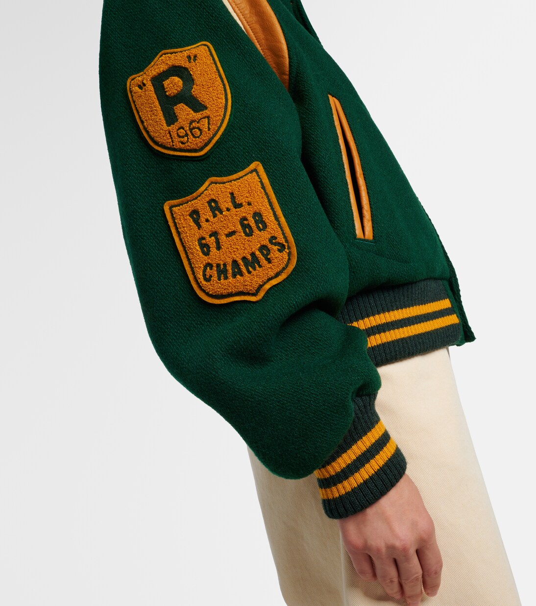 Leather-trimmed wool-blend varsity jacket | Polo Ralph Lauren