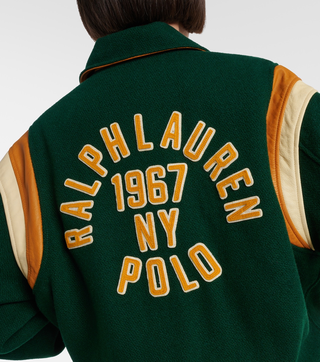 Leather-trimmed wool-blend varsity jacket | Polo Ralph Lauren