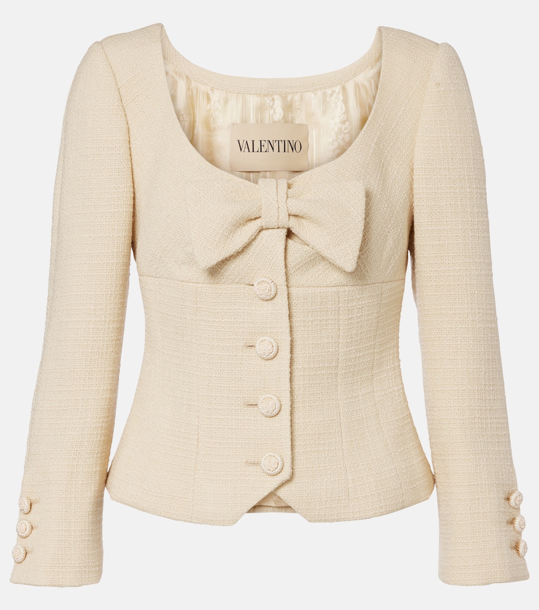 Chaqueta cropped de tweed en mezcla de lana | Valentino