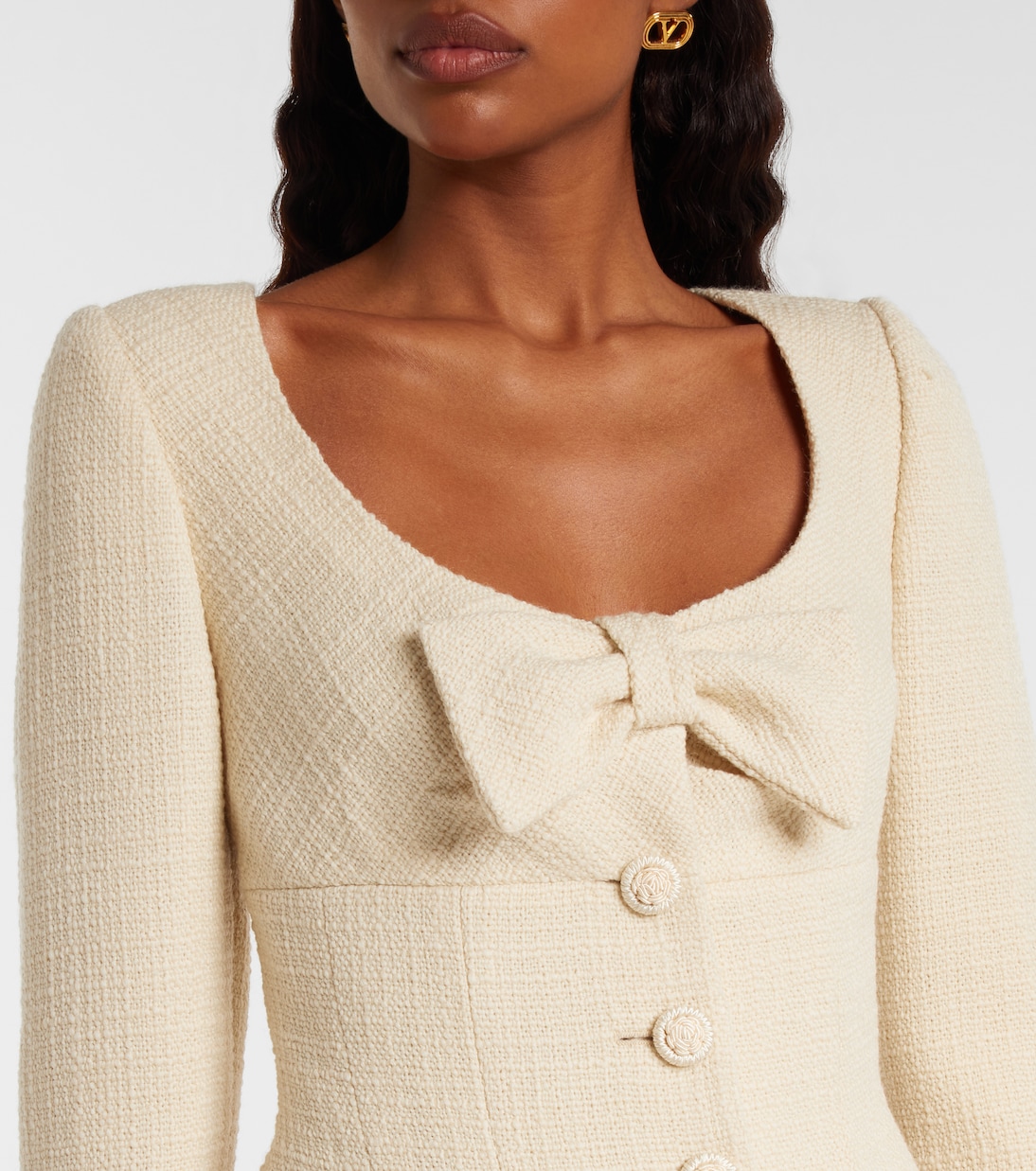Chaqueta cropped de tweed en mezcla de lana | Valentino