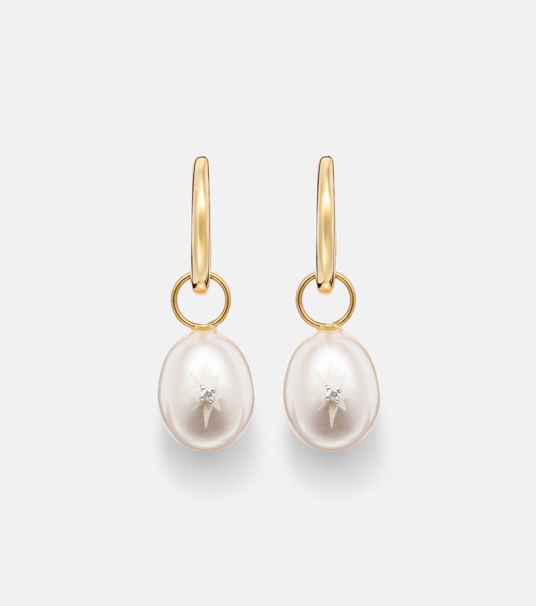 Boucles d’oreilles en or 14 ct, perles et diamants | Mateo