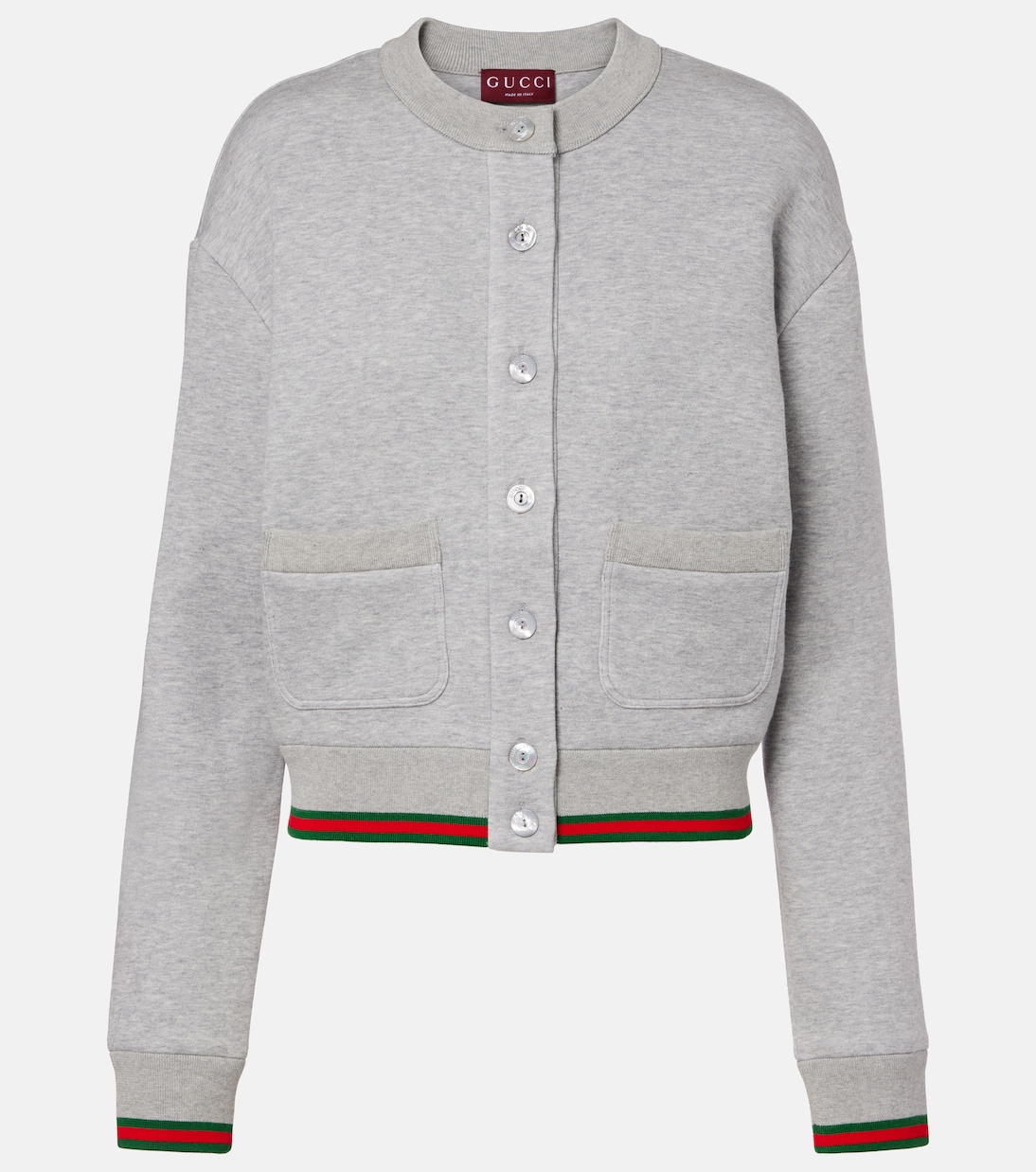 Web Stripe cotton-blend jersey cardigan | Gucci