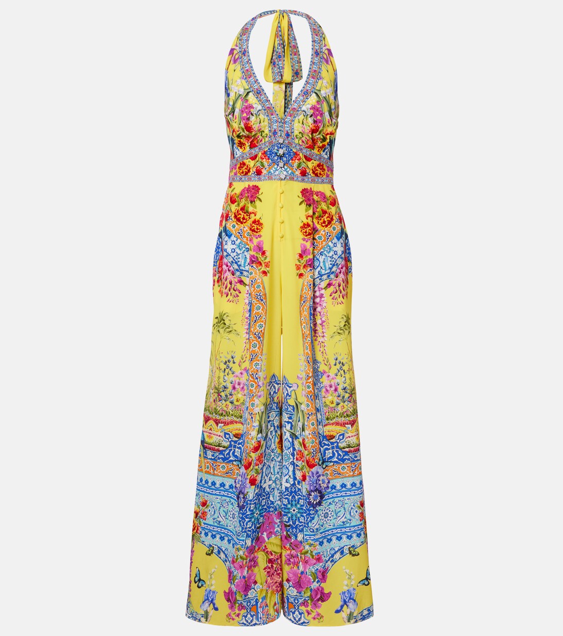 Jumpsuit in crêpe di seta con scollo all’americana | Camilla