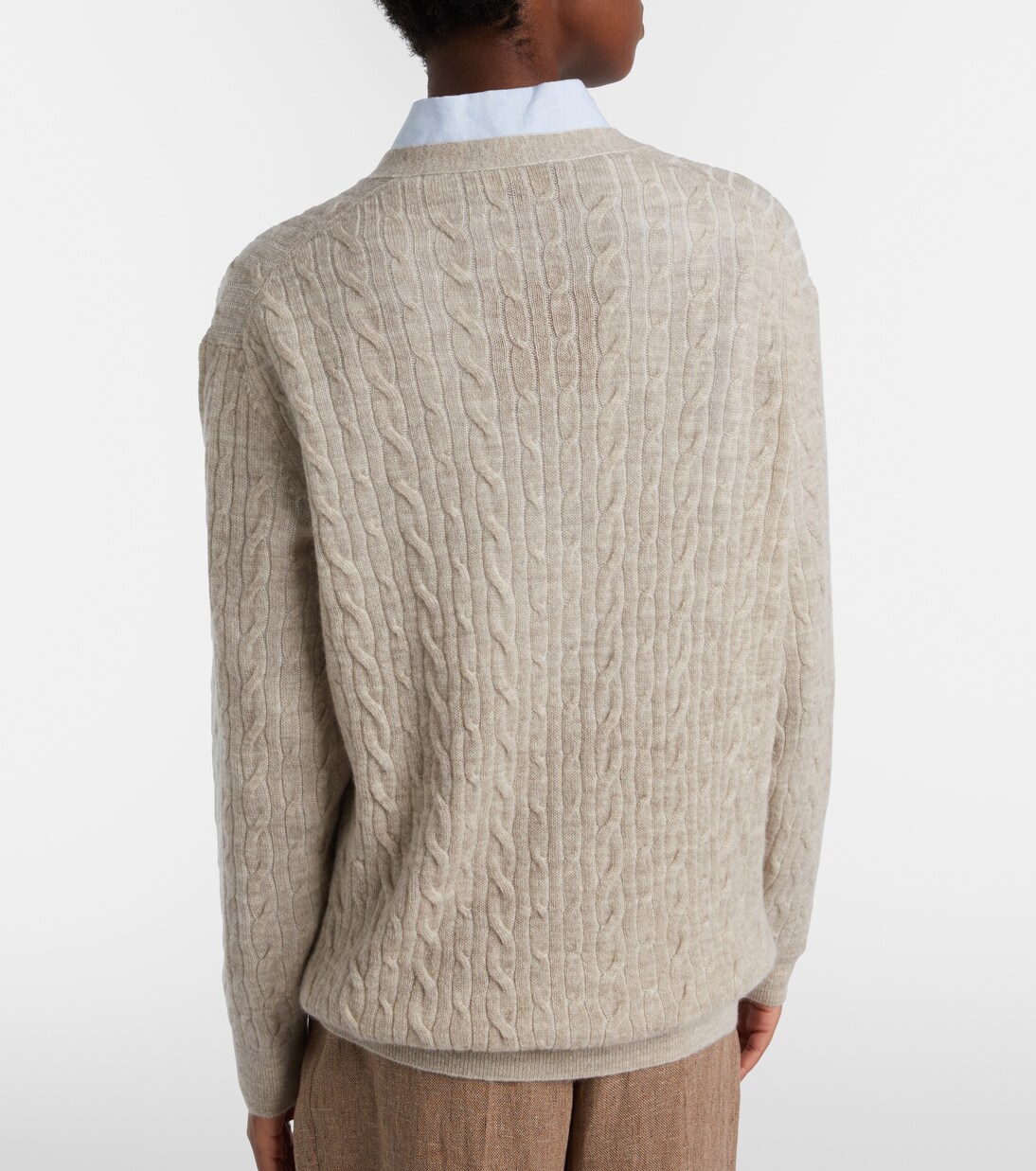Walnut wool, cashmere, and silk cardigan | Loro Piana
