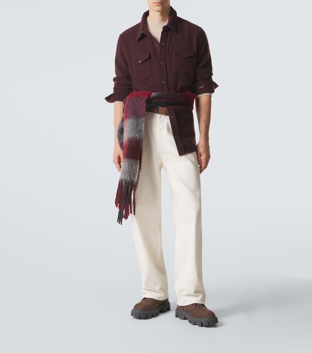 Claret cashmere shirt with amethyst | God's True Cashmere