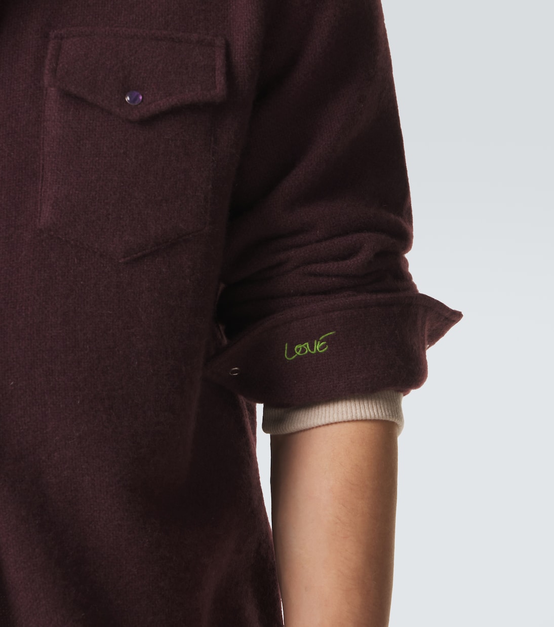 Claret cashmere shirt with amethyst | God's True Cashmere