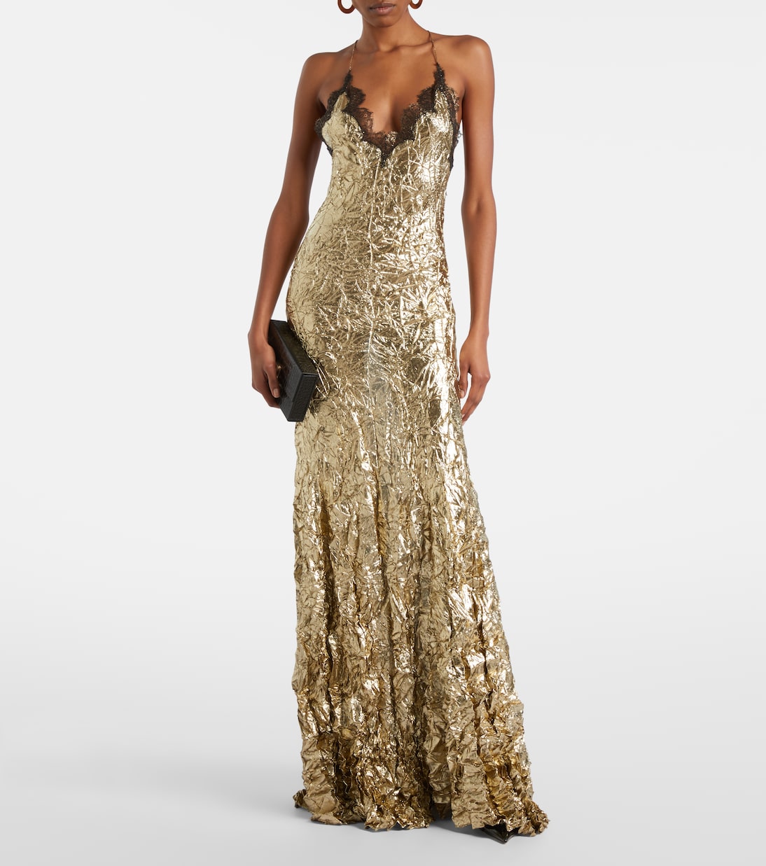 Lace-trimmed silk-blend gown | Roberto Cavalli
